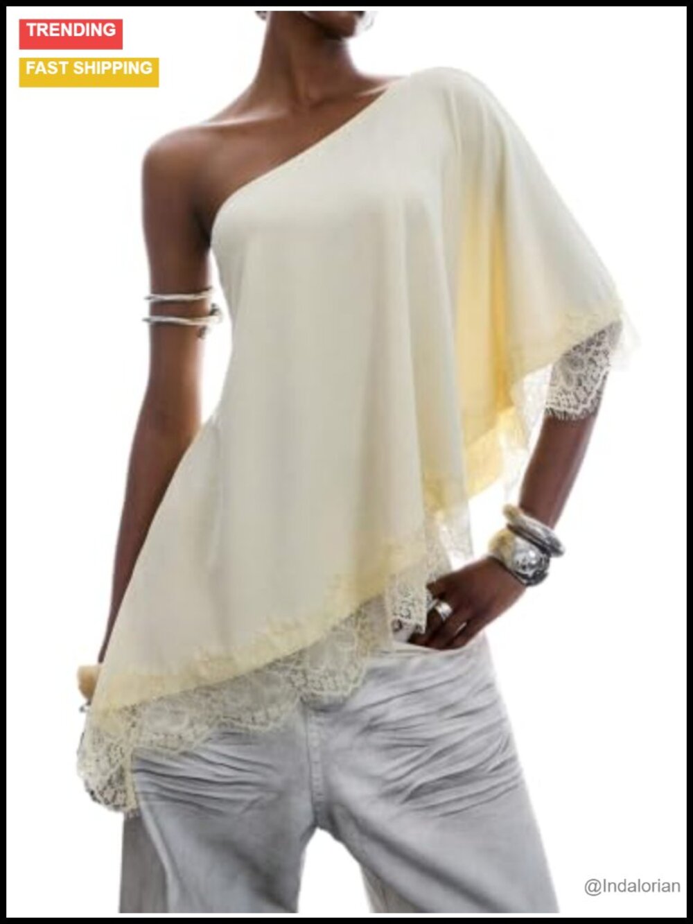 Y2K Asymmetrical One Shoulder Top Lightweight Draped Going Out